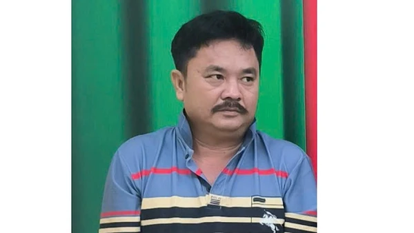 Đối tượng Mai tại cơ quan công an.