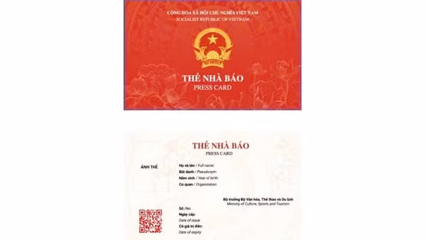 Mẫu thẻ nhà báo giai đoạn 2026-2030. 