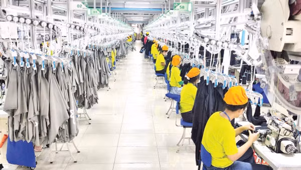 Sản xuất mặt hàng may mặc xuất khẩu tại một công ty Trung Quốc, 100% vốn nước ngoài đóng tại Khu công nghiệp Đông Nam, xã Bình Mỹ.