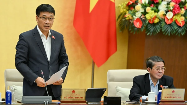 Phó Chủ tịch Quốc hội Vũ Hồng Thanh điều hành nội dung phiên họp. (Ảnh: DUY LINH)