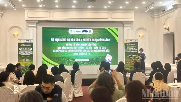 Đông đảo đại biểu đến từ đại diện các cơ quan quản lý nhà nước, ngân hàng thương mại, tổ chức tài chính, doanh nghiệp nông nghiệp, hợp tác xã, hiệp hội ngành hàng, viện nghiên cứu, tổ chức phát triển, chuyên gia trong lĩnh vực nông nghiệp bền vững và tài chính xanh cùng các cơ quan báo chí, truyền thông đã tham dự sự kiện. (Ảnh: HNV)