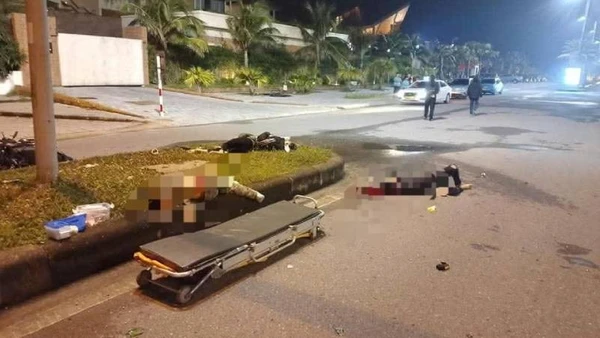 Hiện trường vụ việc khiến 3 thanh niên trẻ chết trên đường ở Bảo Ninh, phường Đồng Hới.