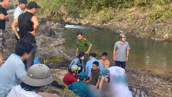 Hiện trường nơi hai học sinh đuối nước thương tâm.