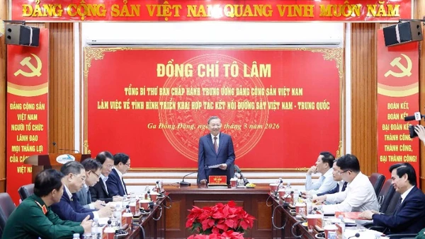 Tổng Bí thư Tô Lâm phát biểu tại buổi làm việc. (Ảnh: Thống Nhất /TTXVN)