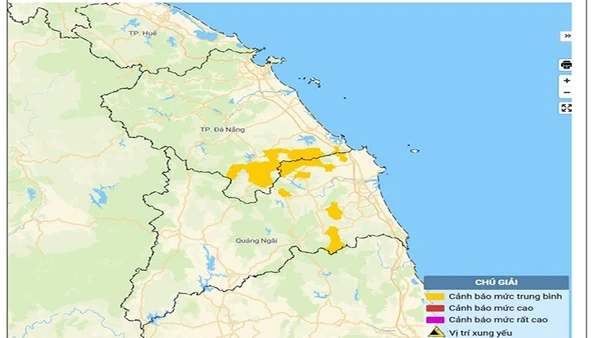 Bản đồ nguy cơ lũ quét, sạt lở đất đá trên các khu vực.