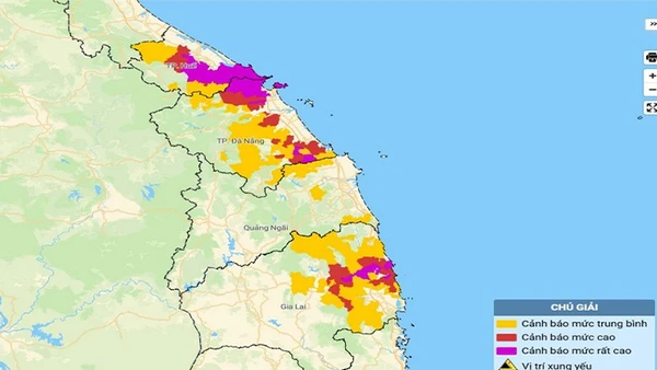 Bản đồ nguy cơ lũ quét, sạt lở đất đá trên các khu vực.
