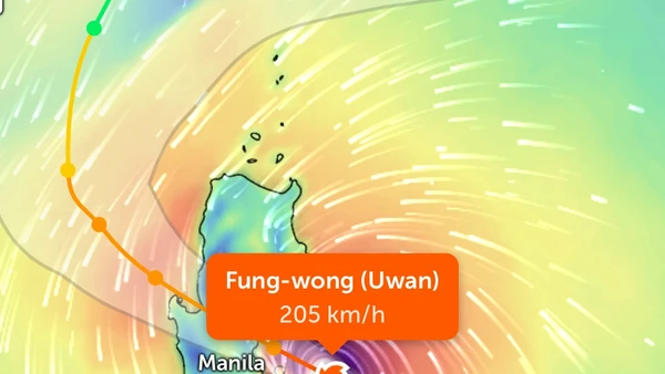 Vị trí bão Fung-Wong lúc 14 giờ 30 phút ngày 9/11. (Ảnh: Zoom Earth)