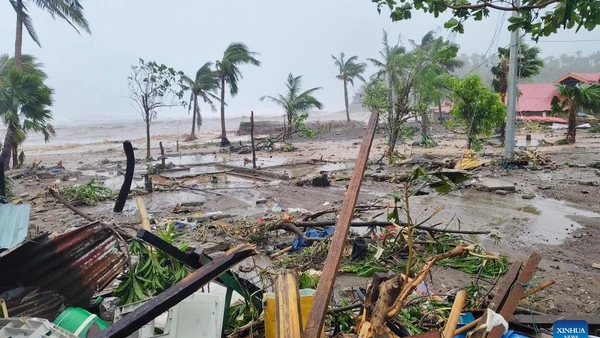 Một khu vực ở tỉnh Catanduanes, Philippines, chịu ảnh hưởng của bão Fung-Wong vào ngày 9/11.