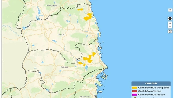 Bản đồ nguy cơ lũ quét, sạt lở đất đá trên các khu vực.