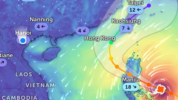 Vị trí bão Fung-Wong lúc 6 giờ 30 phút ngày 9/11. (Ảnh: Zoom Earth)