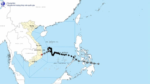 Bản đồ quỹ đạo bão số 15.