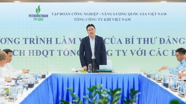 Đồng chí Nguyễn Thanh Bình, Bí thư Đảng ủy, Chủ tịch Hội đồng quản trị PV GAS chủ trì buổi làm việc.