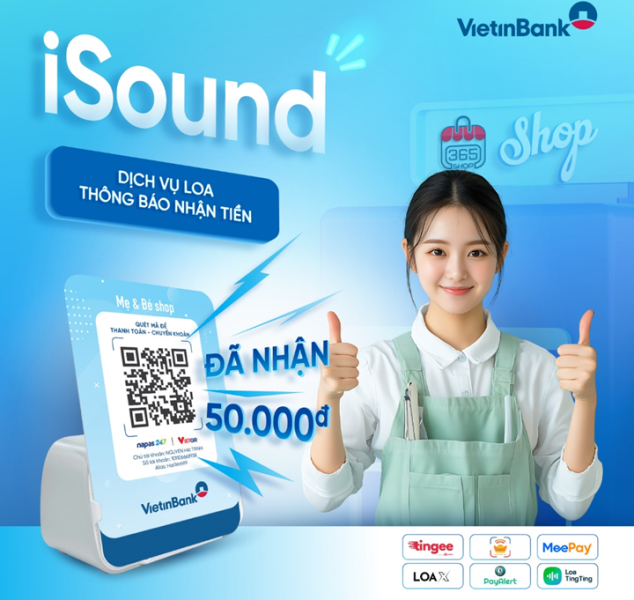 Dịch vụ loa thông báo nhận tiền của VietinBank.