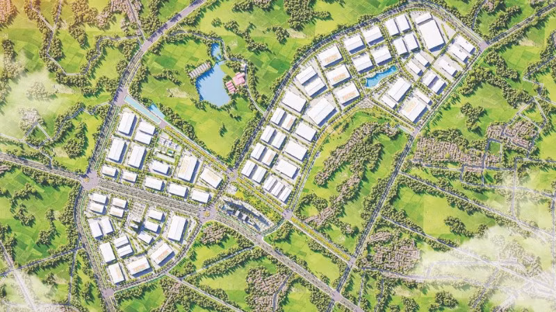 Phối cảnh tổng thể Khu công nghiệp FECON Hòa Yên tại Hiệp Hòa, Bắc Ninh.