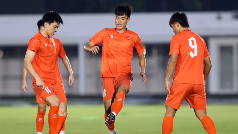 U23 Việt Nam chuẩn bị cho trận chung kết với chủ nhà U23 Indonesia. (Ảnh: VFF)