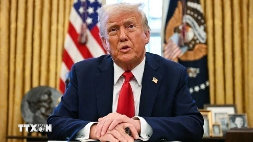 Tổng thống Mỹ Donald Trump phát biểu tại Nhà Trắng. (Ảnh: IRNA/TTXVN)