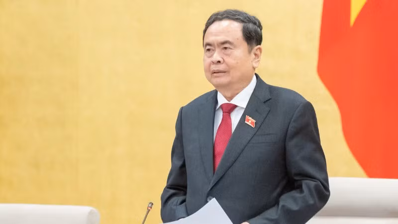 Chủ tịch Quốc hội Trần Thanh Mẫn, Chủ tịch Hội đồng bầu cử quốc gia phát biểu tại phiên họp. (Ảnh: DUY LINH)