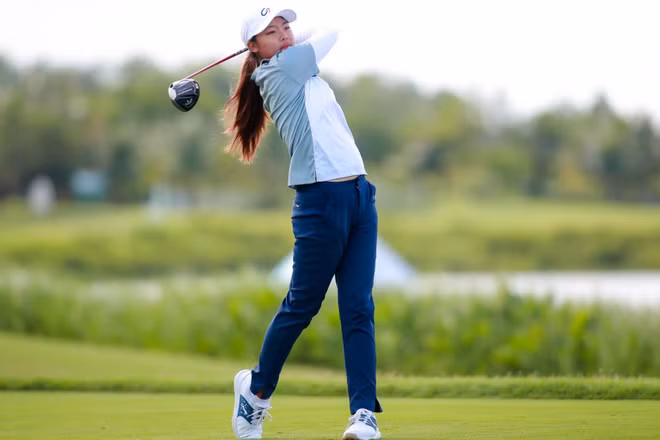 Golfer 17 tuổi Pei-Wei Chan thi đấu ấn tượng. (Ảnh: Hiệp hội Golf Việt Nam)