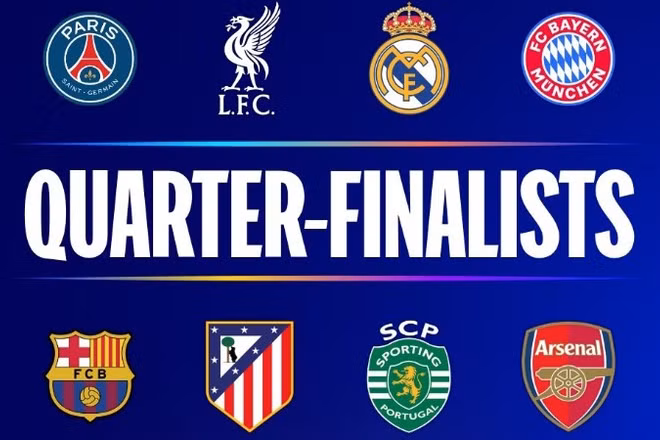 8 đội góp mặt tại tứ kết Champions League 2025/2026. (Ảnh: UEFA)