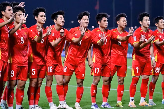 U23 Việt Nam thi đấu quả cảm và kiên cường để giành chiến thắng trước U23 Hàn Quốc. (Ảnh: AFC)