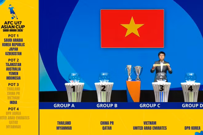 Lá phiếu bốc thăm của U17 Việt Nam. (Ảnh: AFC)