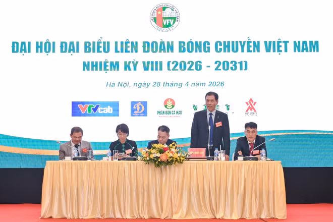Các đại biểu trình bày tại Đại hội Đại biểu Liên đoàn Bóng chuyền Việt Nam nhiệm kỳ VIII (2026-2031). 