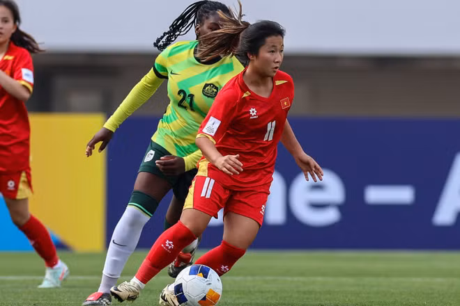 U17 nữ Việt Nam không thể tạo nên bất ngờ trước U17 nữ Australia. (Ảnh: VFF)