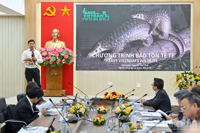 Đại diện dự án thuyết trình tại Vòng Chung kết Giải thưởng Hành động vì Cộng đồng - Human Act Prize 2025. (Ảnh: THỦY NGUYÊN)