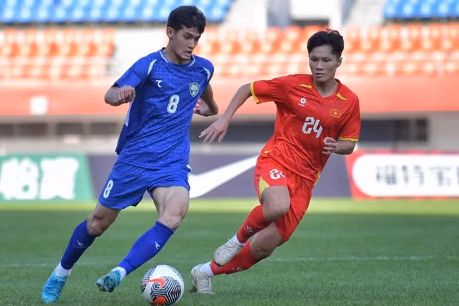 U22 Việt Nam chấp nhận thua 0-1 trước U22 Uzbekistan. (Ảnh: VFF)