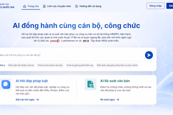 Giao diện rà soát văn bản của nền tảng AI luật do Công ty cổ phần MISA và Công ty cổ phần Truyền thông luật Việt Nam phát triển. (Ảnh: THANH QUÝ)