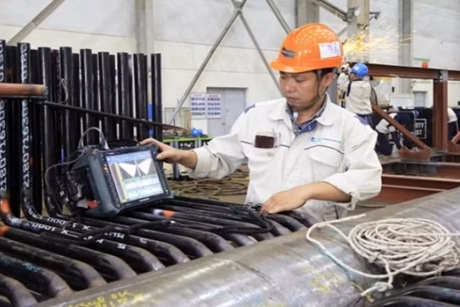 Hoạt động thử nghiệm không phá hủy chụp ảnh bức xạ.