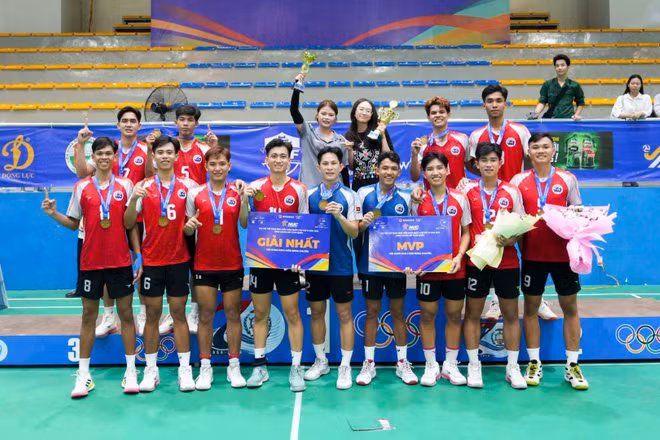 Đại học Trà Vinh vô địch nội dung bóng chuyền nam Đại hội Thể thao sinh viên toàn quốc 2026. (Ảnh: BTC)