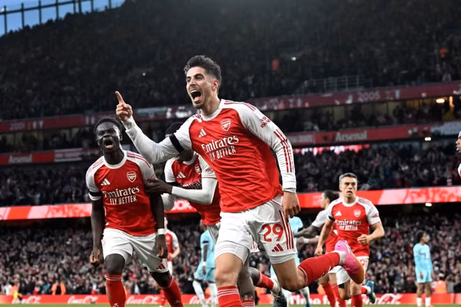Kai Havertz ăn mừng bàn thắng mở tỷ số cho Arsenal. (Ảnh: Arsenal)