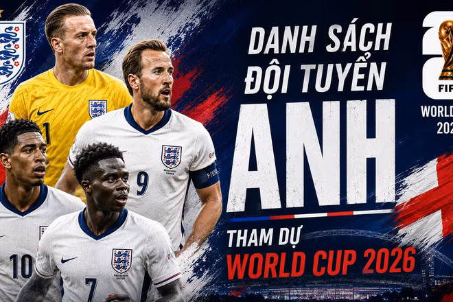 Danh sách đội tuyển Anh tham dự World Cup 2026