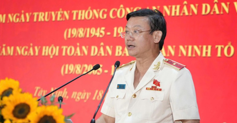 Thiếu tướng Vũ Như Hà, Giám đốc Công an tỉnh Tây Ninh phát biểu. z6919891926490-e24876a6e1ff04e52d73e6a79025242b.jpg