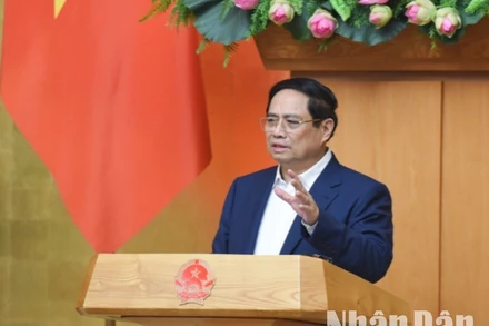 Thủ tướng Phạm Minh Chính phát biểu ý kiến tại phiên họp. (Ảnh: TRẦN HẢI) 