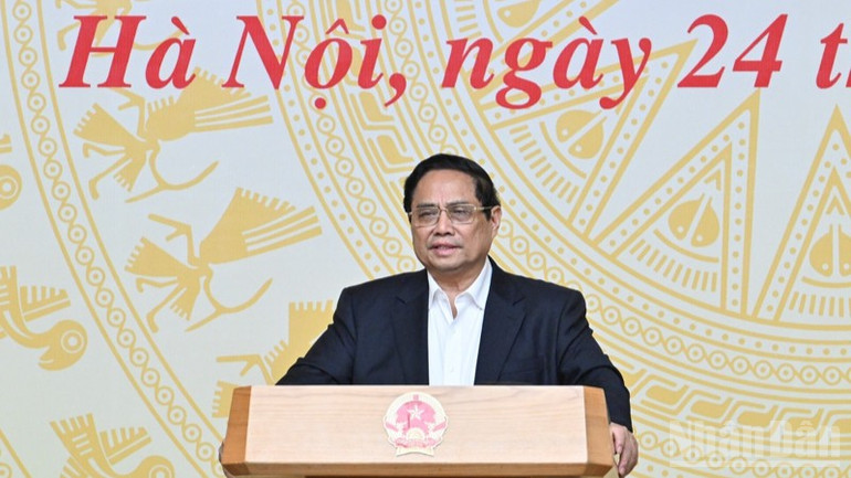 Thủ tướng Phạm Minh Chính phát biểu ý kiến tại phiên họp. (Ảnh: TRẦN HẢI) ndo_br_b6-5033.jpg