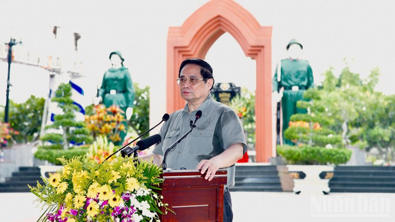 Thủ tướng Phạm Minh Chính phát biểu ý kiến tại buổi lễ. (Ảnh: THANH GIANG) ndo_br_a11-1595.jpg
