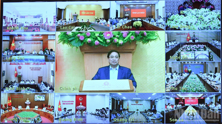 Hội nghị trực tuyến Chính phủ với các địa phương. (Ảnh: TRẦN HẢI) ndo_br_b7-6880.jpg