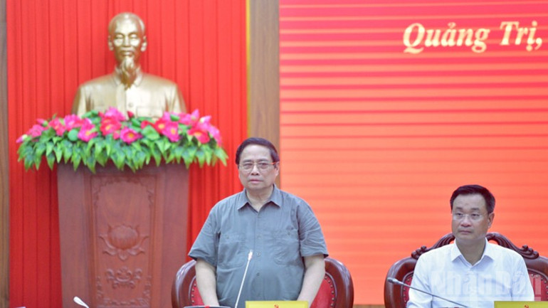 Thủ tướng Phạm Minh Chính phát biểu ý kiến tại cuộc làm việc. (Ảnh: THANH GIANG) ndo_br_c3-1259.jpg