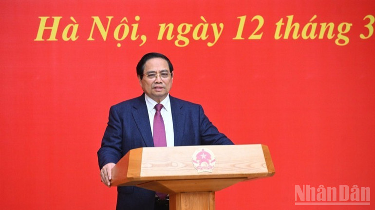 Thủ tướng Phạm Minh Chính phát biểu ý kiến tại buổi lễ. (Ảnh: TRẦN HẢI)