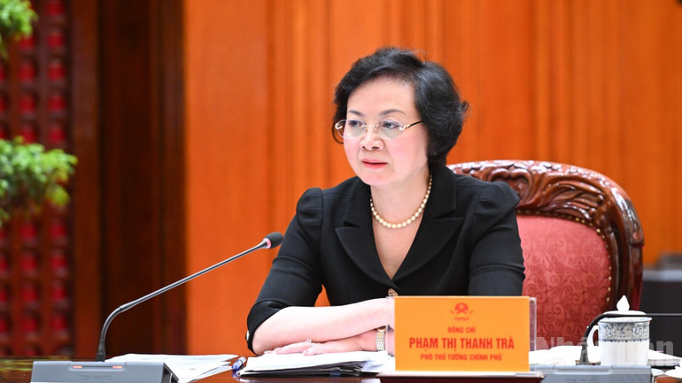 Ph&oacute; Thủ tướng Phạm Thị Thanh Tr&agrave; ph&aacute;t biểu &yacute; kiến tại cuộc l&agrave;m việc. (Ảnh: Trần Hải)