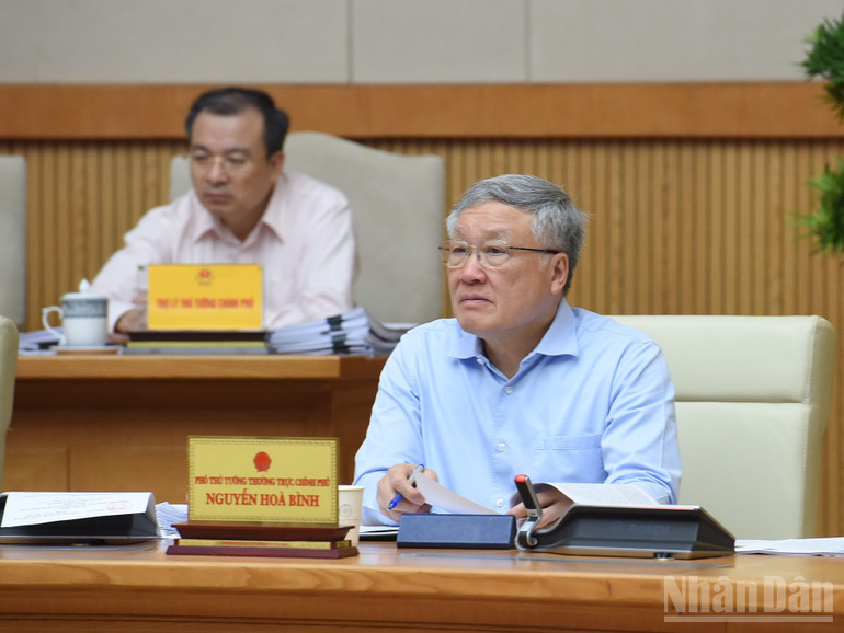 Phó Thủ tướng Thường trực Chính phủ Nguyễn Hòa Bình phát biểu tại phiên họp. (Ảnh: TRẦN HẢI) ndo_br_a1.jpg