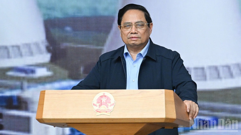Thủ tướng Phạm Minh Chính phát biểu ý kiến tại phiên họp. (Ảnh: TRẦN HẢI) ndo_br_a10-1010.jpg