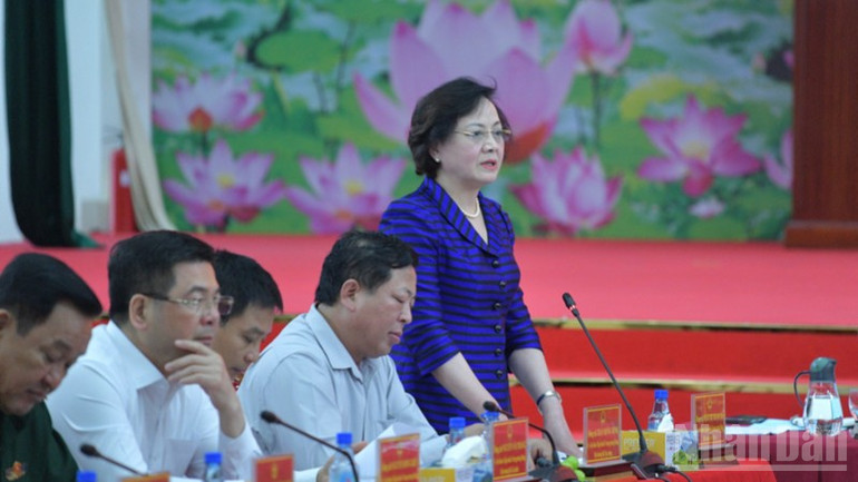 Bộ trưởng Nội vụ Phạm Thị Thanh Trà phát biểu ý kiến tại hội nghị. (Ảnh: THANH GIANG) ndo_br_a4-4687.jpg