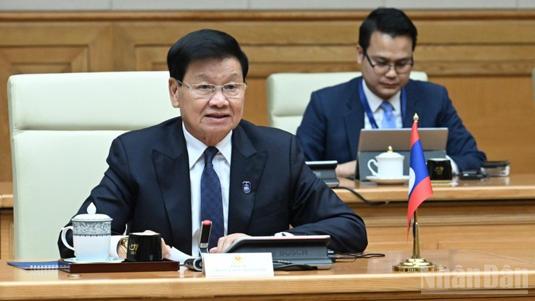 Generalsekreterare och president för Laos, Thongloun Sisoulith. (Foto: TRAN HAI) ndo_br_a4-5531.jpg