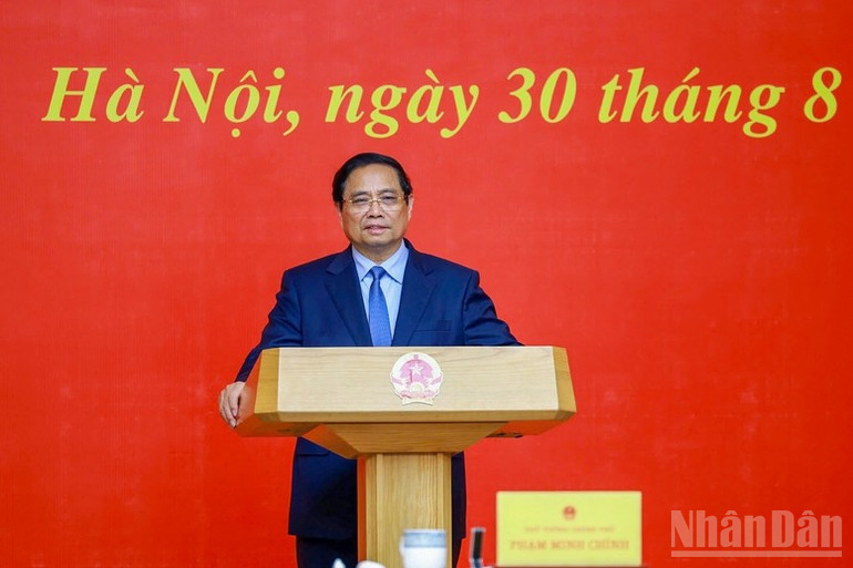 Thủ tướng Phạm Minh Chính phát biểu ý kiến tại buổi lễ. (Ảnh: Trần Hải) ndo_br_a3.jpg