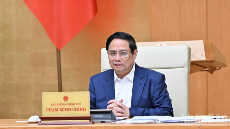 Thủ tướng Phạm Minh Chính phát biểu ý kiến tại phiên họp. (Ảnh: Trần Hải) ndo_br_a2-8072.jpg