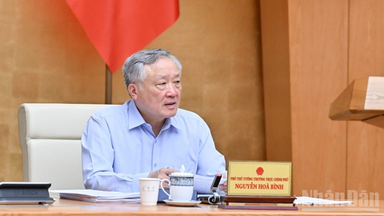 Phó Thủ tướng Thường trực Chính phủ Nguyễn Hoà Bình phát biểu ý kiến tại phiên họp. (Ảnh: Trần Hải) ndo_br_a6-604.jpg