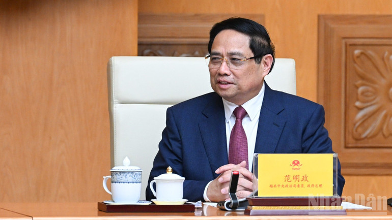 Thủ tướng Phạm Minh Chính phát biểu ý kiến tại buổi tiếp. (Ảnh: Trần Hải) Thủ tướng Phạm Minh Chính phát biểu ý kiến tại buổi tiếp. (Ảnh: Trần Hải)